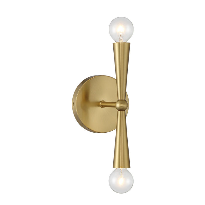 Meridian M90110NB Two Light Wall Sconce, Natural Brass