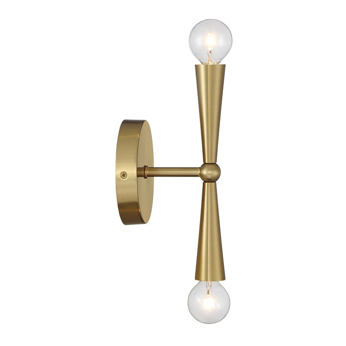Meridian M90110NB Two Light Wall Sconce, Natural Brass