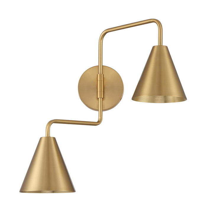 Meridian M90111NB Two Light Wall Sconce, Natural Brass