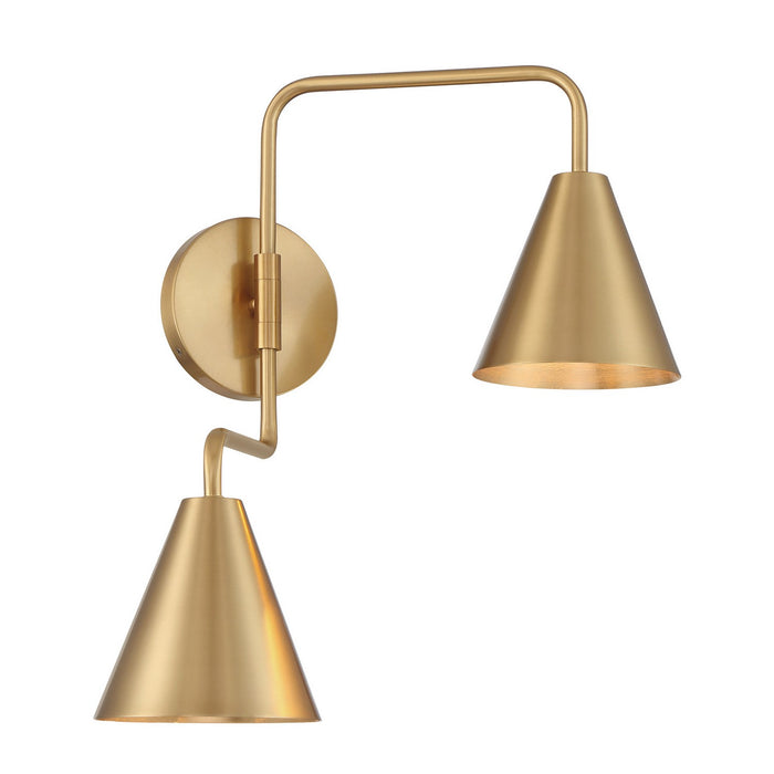 Meridian M90111NB Two Light Wall Sconce, Natural Brass