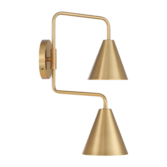 Meridian M90111NB Two Light Wall Sconce, Natural Brass
