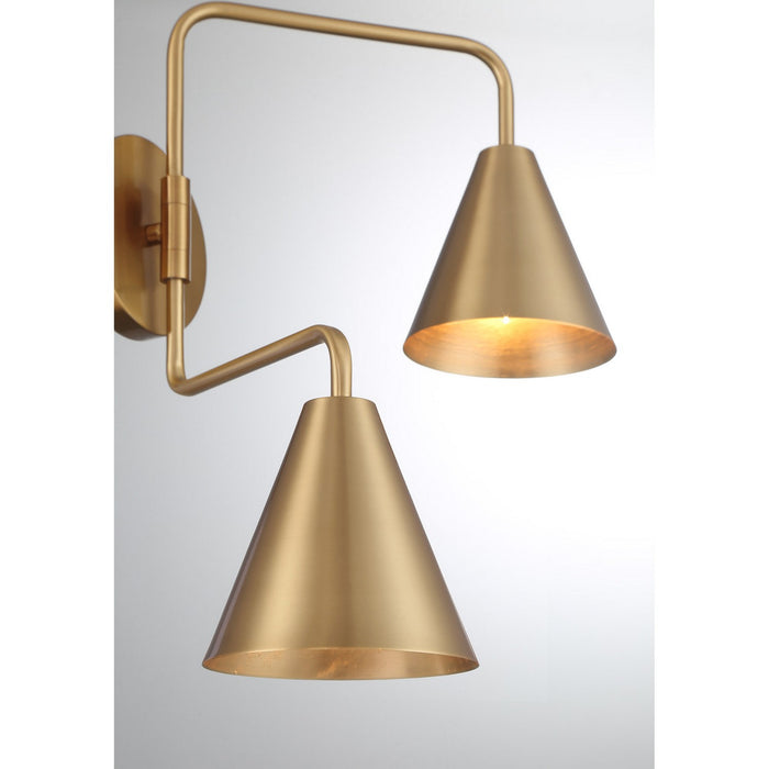 Meridian M90111NB Two Light Wall Sconce, Natural Brass