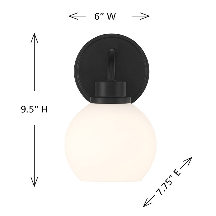 Meridian M90112MBK One Light Wall Sconce, Matte Black