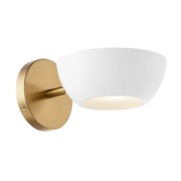 Meridian M90113WHNB One Light Wall Sconce, White and Natural Brass