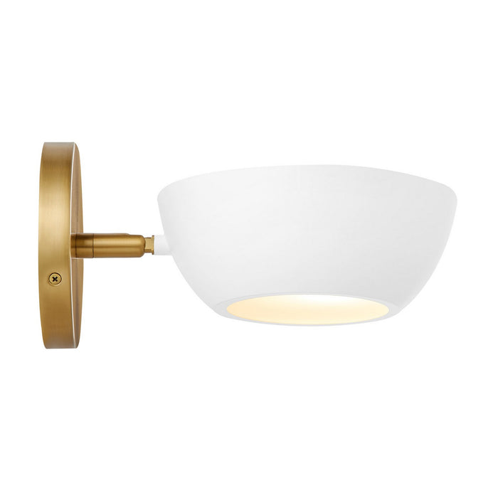 Meridian M90113WHNB One Light Wall Sconce, White and Natural Brass