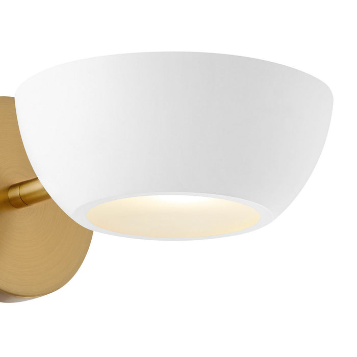 Meridian M90113WHNB One Light Wall Sconce, White and Natural Brass