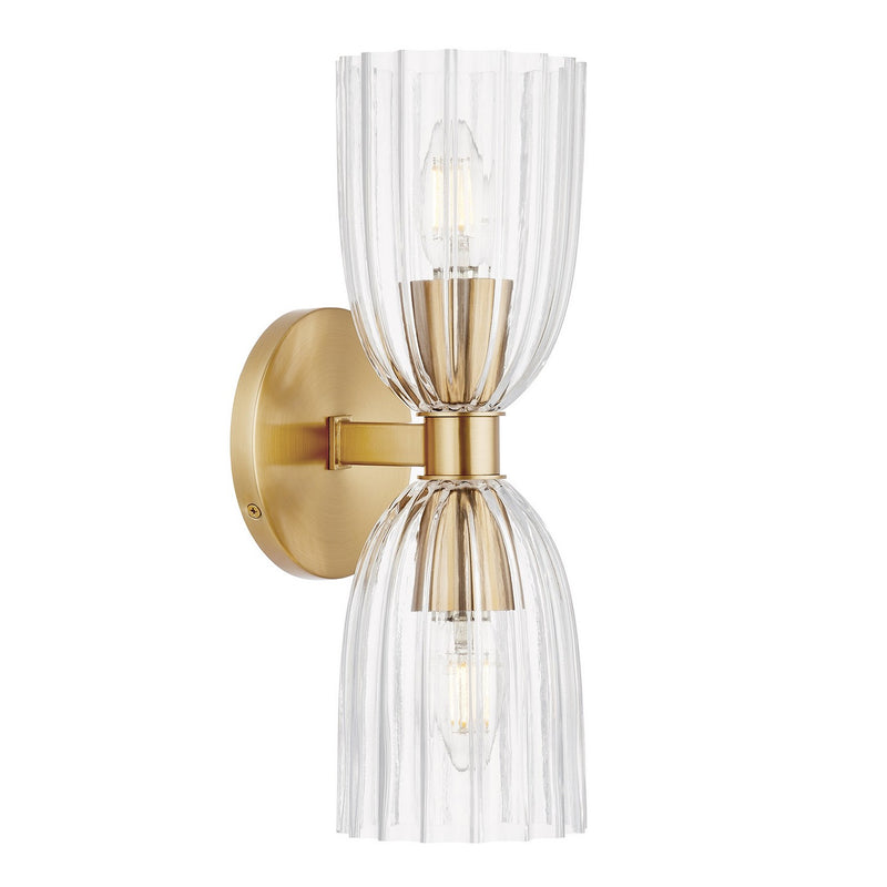 Meridian M90121NB Two Light Wall Sconce, Natural Brass