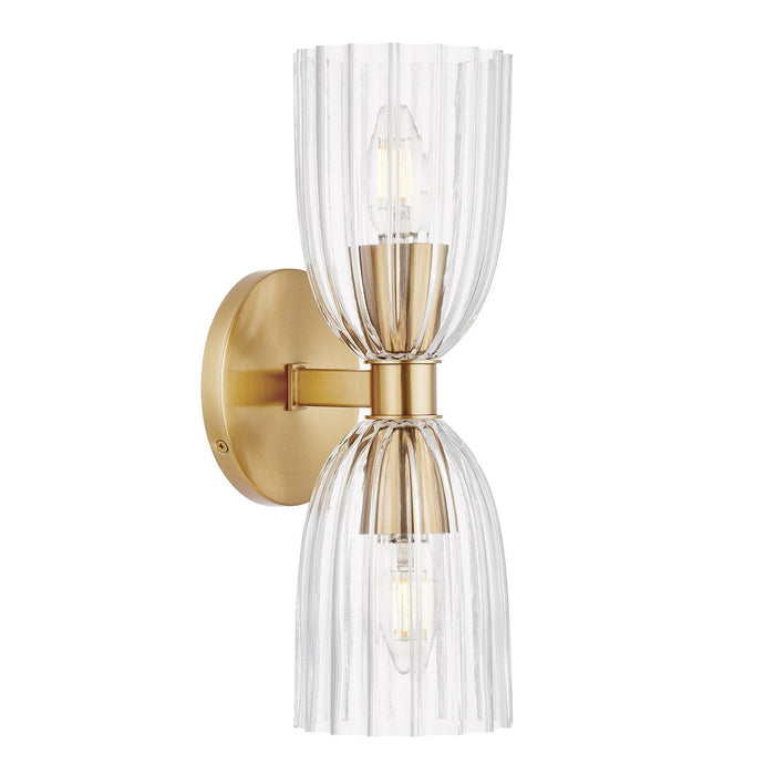 Meridian M90121NB Two Light Wall Sconce, Natural Brass