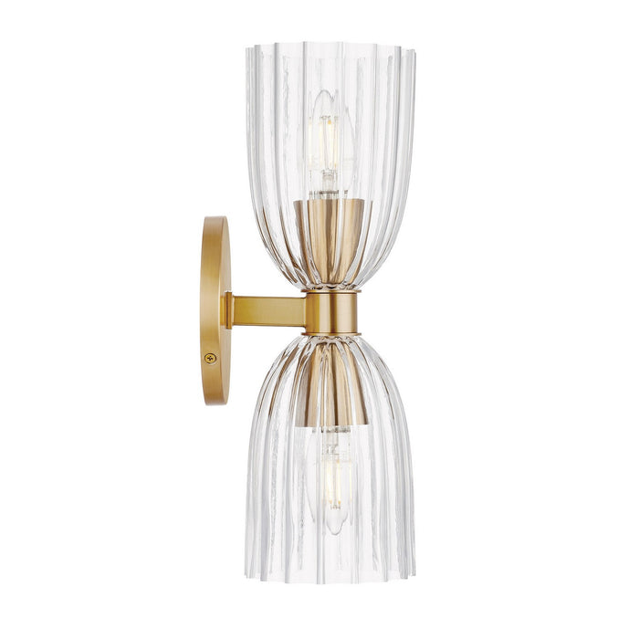 Meridian M90121NB Two Light Wall Sconce, Natural Brass