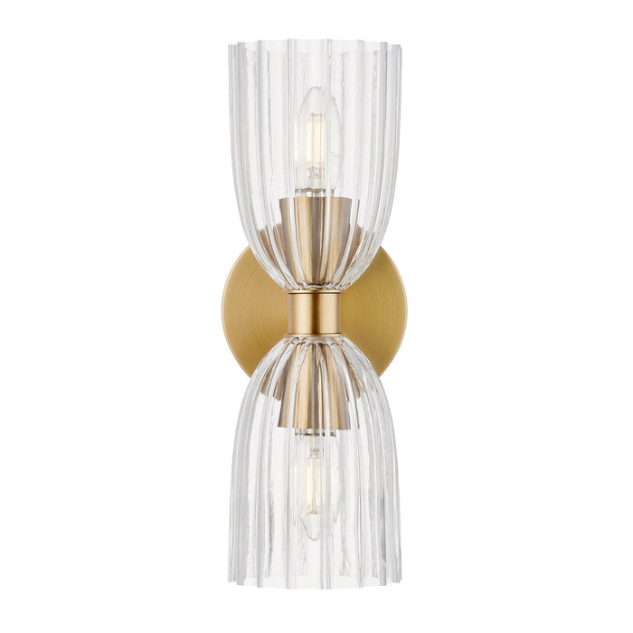 Meridian M90121NB Two Light Wall Sconce, Natural Brass