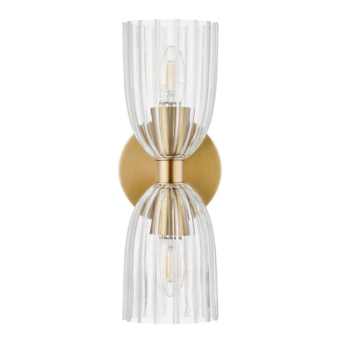 Meridian M90121NB Two Light Wall Sconce, Natural Brass