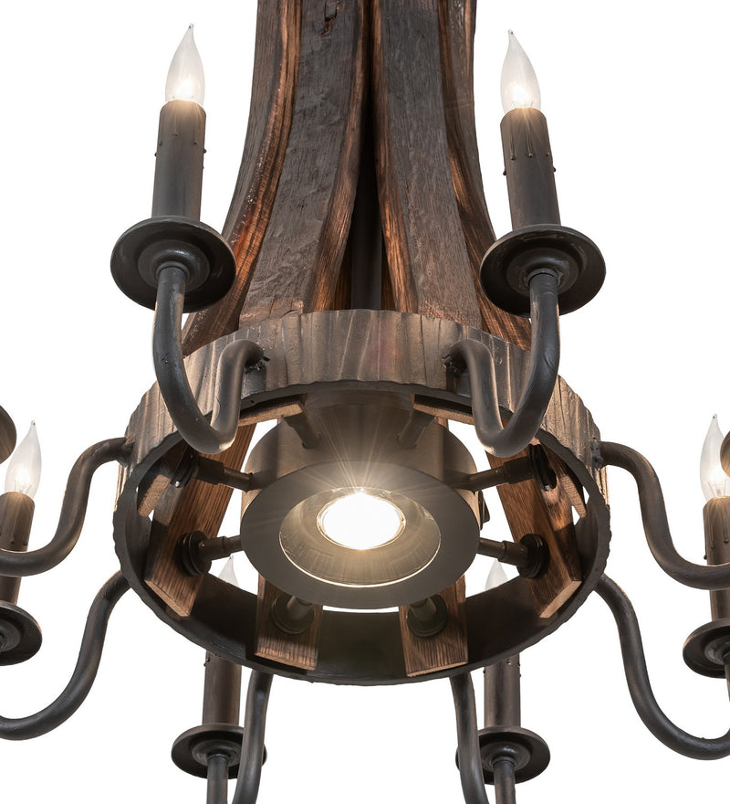 Meyda Tiffany 270083 Nine Light Chandelier, Costello Black/Charred Wood