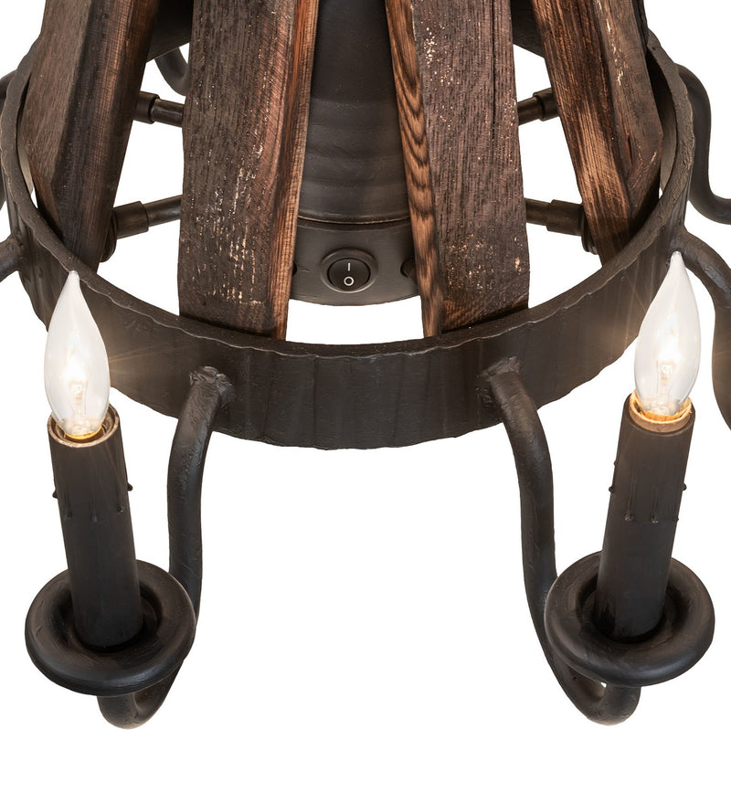 Meyda Tiffany 270083 Nine Light Chandelier, Costello Black/Charred Wood