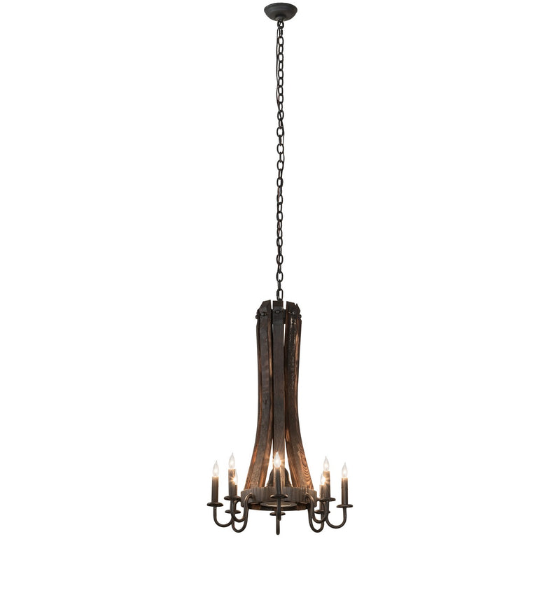 Meyda Tiffany 270083 Nine Light Chandelier, Costello Black/Charred Wood