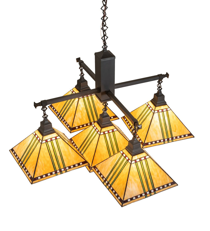 Meyda Tiffany 278837 Five Light Chandelier, Craftsman Brown