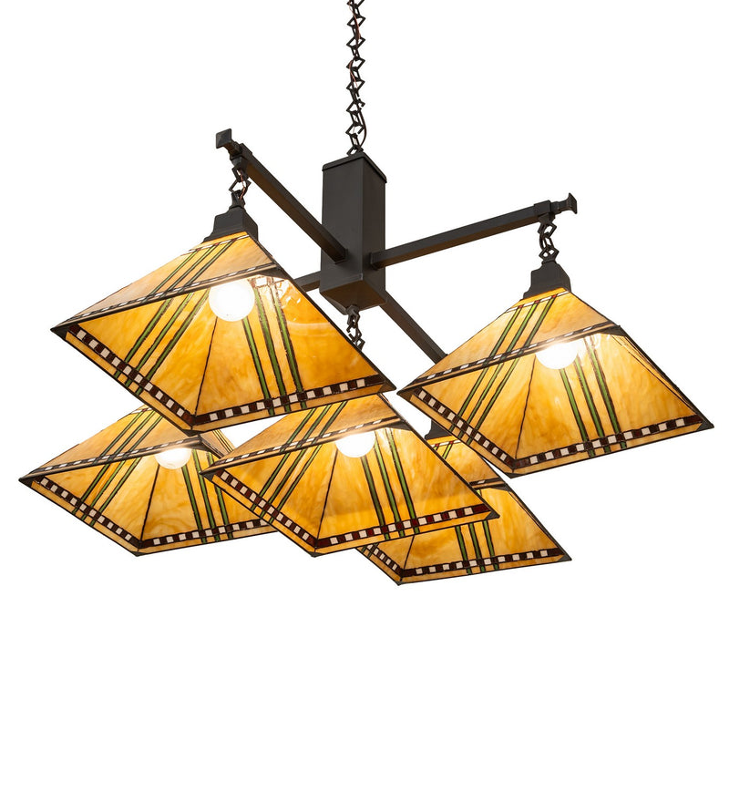 Meyda Tiffany 278837 Five Light Chandelier, Craftsman Brown