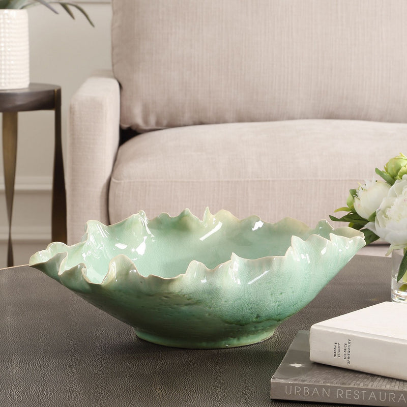 Uttermost 18226 Bowl, Green Glaze