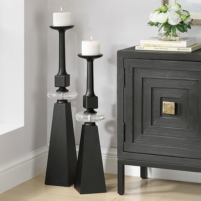 Uttermost 18231 Candleholders Set/2, Black Wood