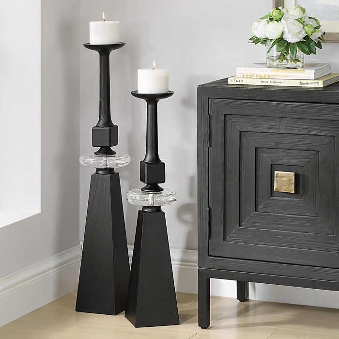 Uttermost 18231 Candleholders Set/2, Black Wood