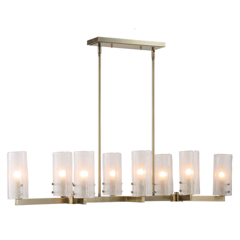 Uttermost 21392 Eight Light Linear Chandelier, Antique Brass