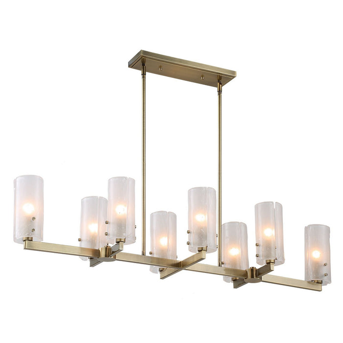 Uttermost 21392 Eight Light Linear Chandelier, Antique Brass