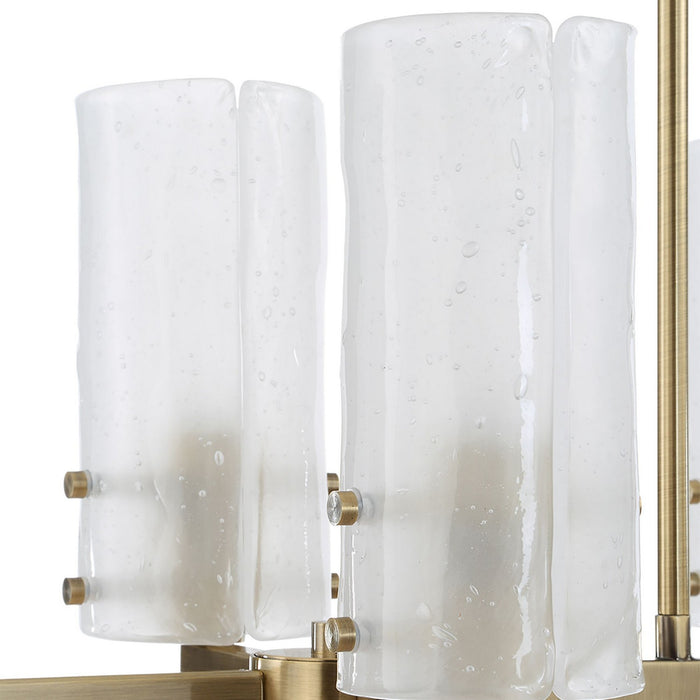Uttermost 21392 Eight Light Linear Chandelier, Antique Brass