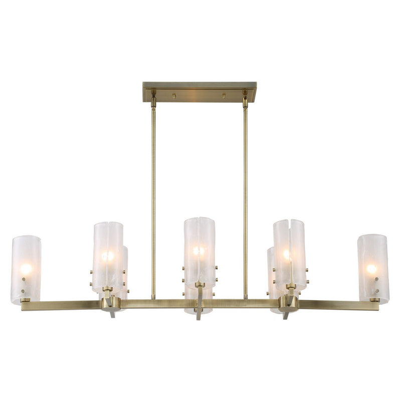 Uttermost 21392 Eight Light Linear Chandelier, Antique Brass
