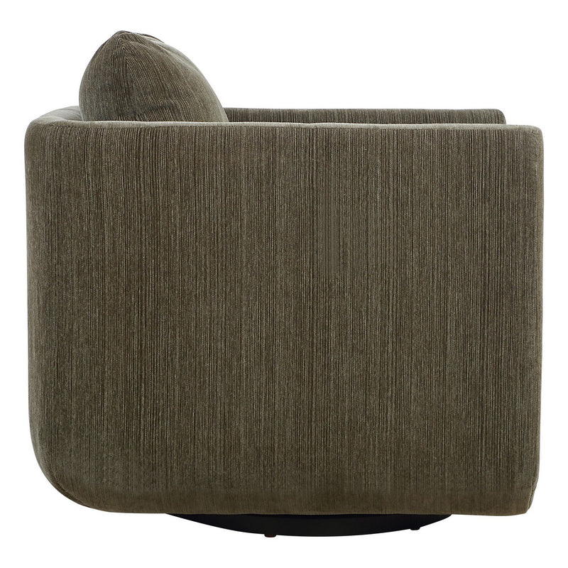 Uttermost 23879 Swivel Chair, Textured Chenille In Herb