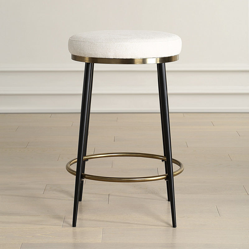 Uttermost 23897 Counter Stool, Matte Black And Brushed Brass