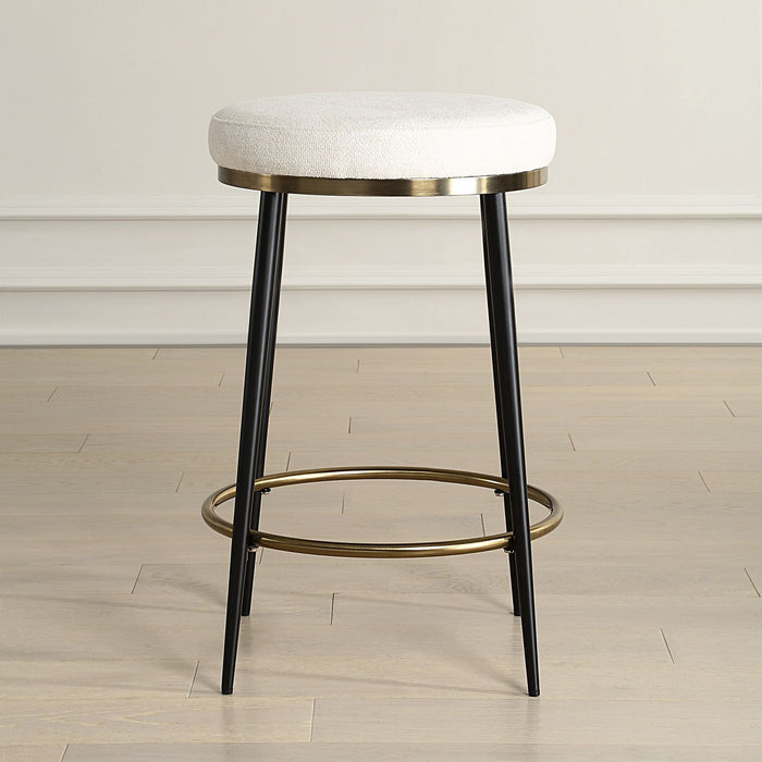Uttermost 23897 Counter Stool, Matte Black And Brushed Brass