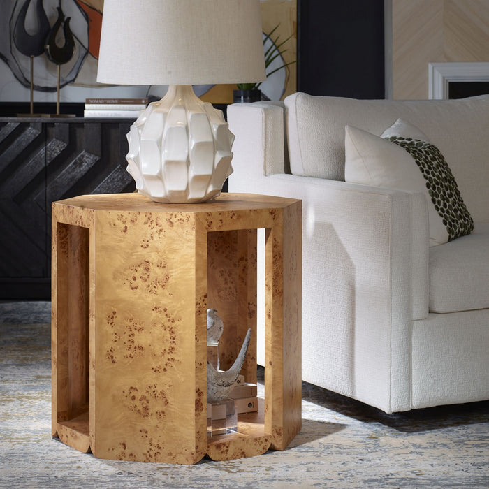 Uttermost 24382 Side Table, Natural Poplar Burl