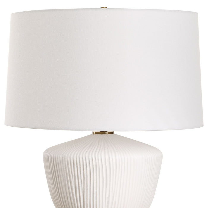 Uttermost 30446-1 One Light Table Lamp, Satin White Accented With Brass Plated