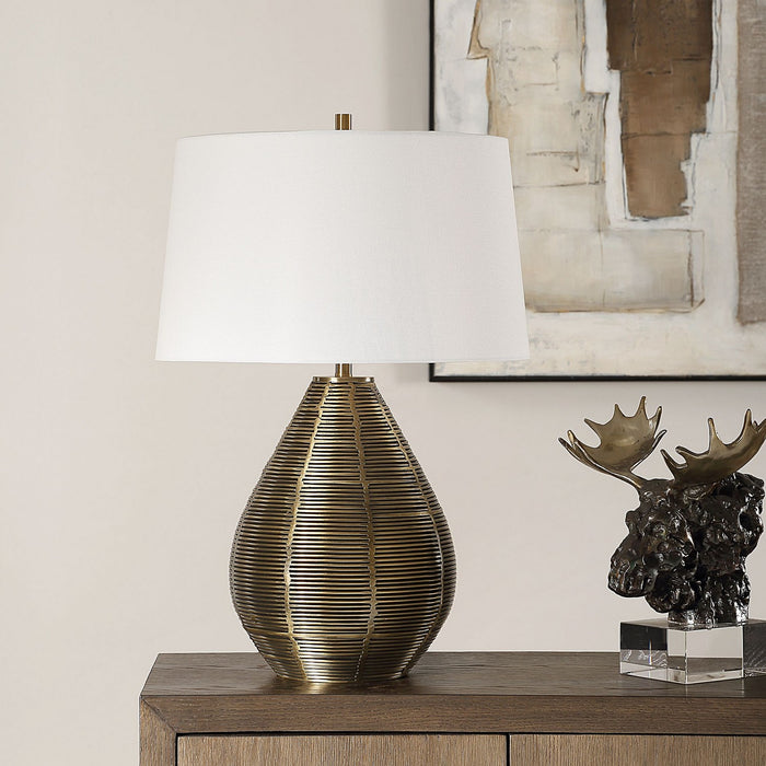 Uttermost 30463 One Light Table Lamp, Brushed Brass