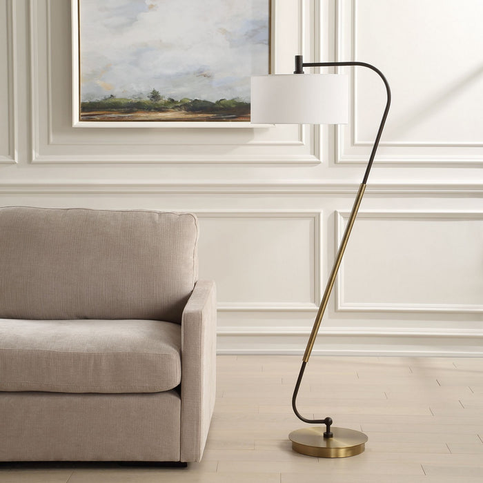 Uttermost 30476 One Light Floor Lamp, Antique Brass