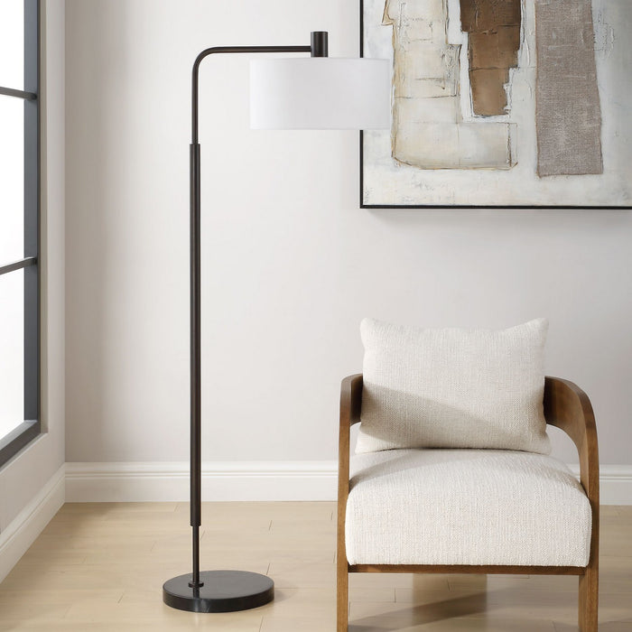 Uttermost 30477 One Light Floor Lamp, Satin Black