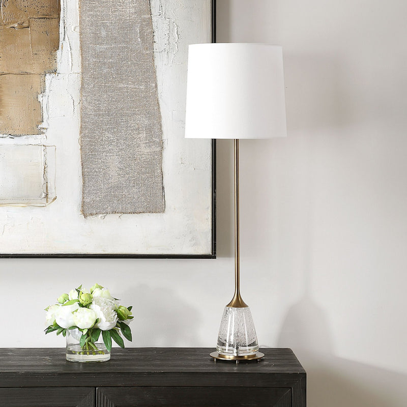 Uttermost 30480-1 One Light Buffet Lamp, Antique Brass