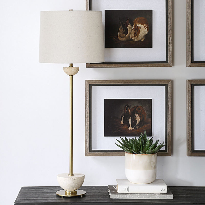 Uttermost 30481-1 One Light Buffet Lamp, Brushed Brass