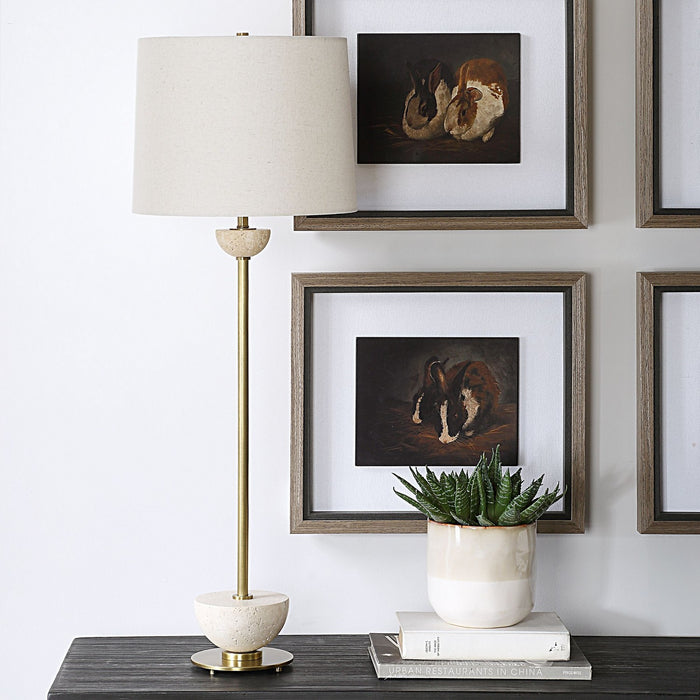 Uttermost 30481-1 One Light Buffet Lamp, Brushed Brass