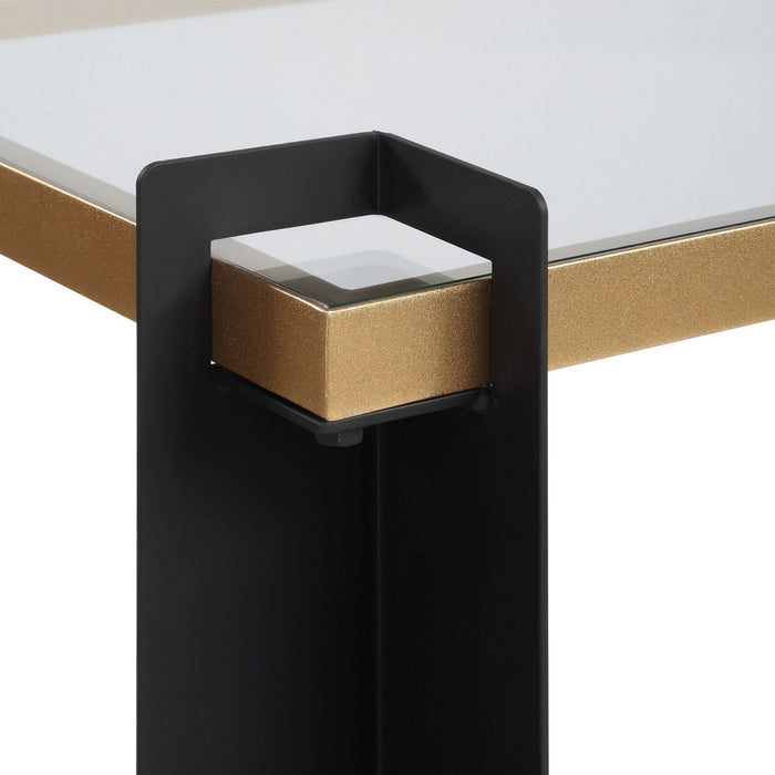 Uttermost 50073 Console Table, Matte Black And Gold Leaf