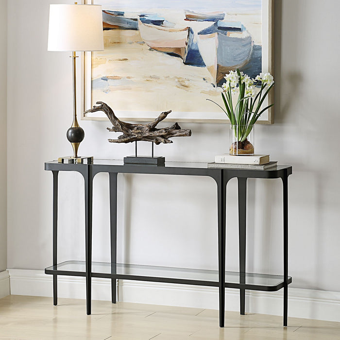 Uttermost 50074 Console Table, Satin Black Iron