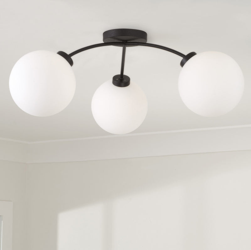 Capital Lighting 257131BI-557 Three Light Semi Flush Mount, Black Iron