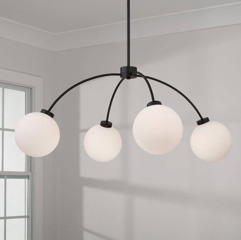 Capital Lighting 457141BI-557 Four Light Chandelier, Black Iron