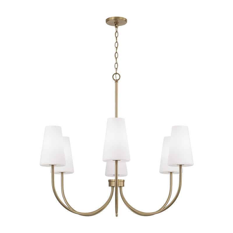 Capital Lighting 455261AD-550 Six Light Chandelier, Aged Brass