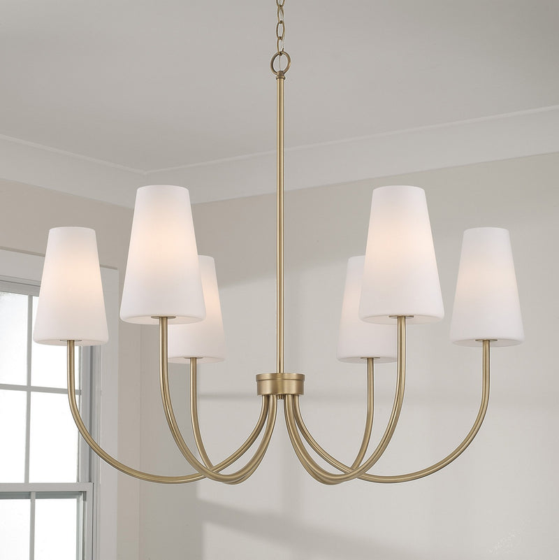 Capital Lighting 455261AD-550 Six Light Chandelier, Aged Brass
