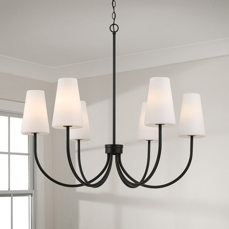 Capital Lighting 455261MB-550 Six Light Chandelier, Matte Black