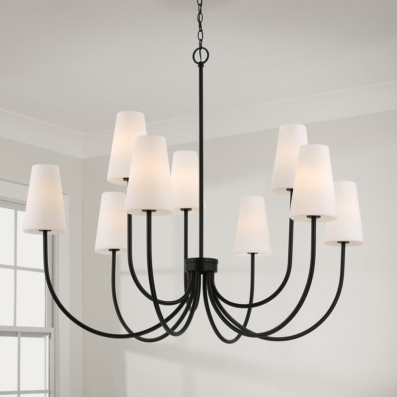 Capital Lighting 455291MB-550 Nine Light Chandelier, Matte Black