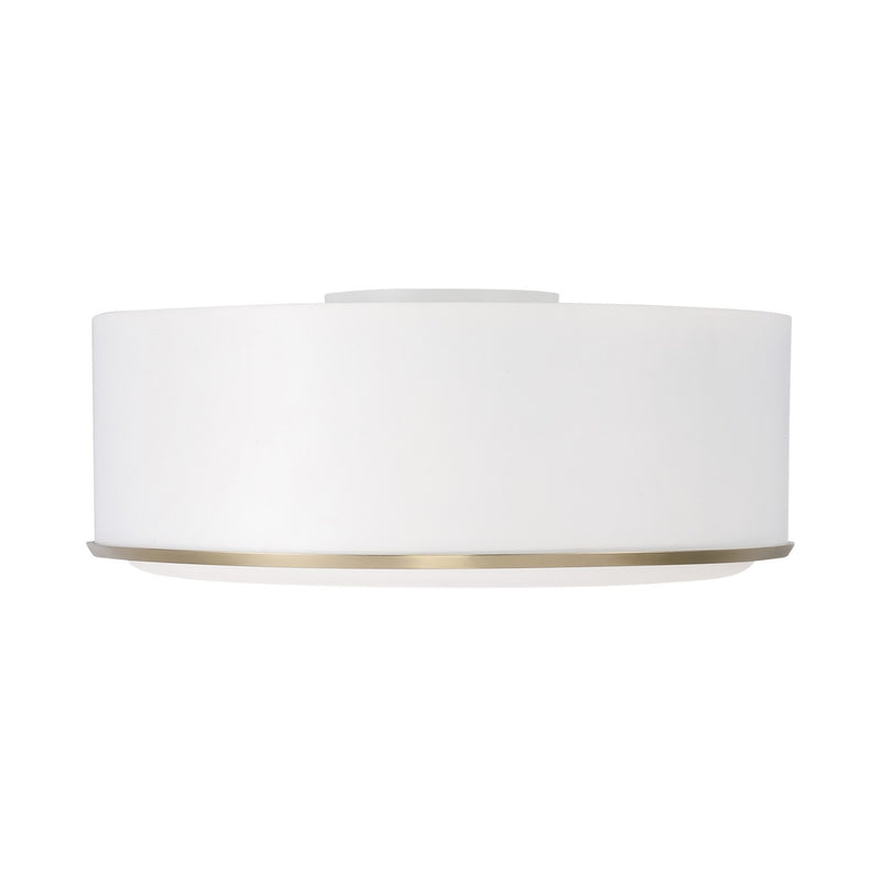 Capital Lighting 254831RE Three Light Flush Mount, Matte Brass and White