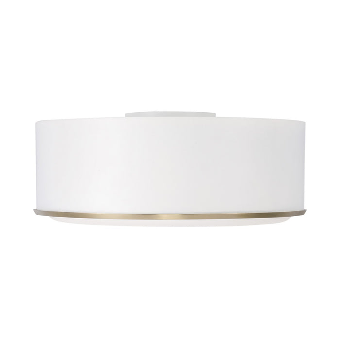 Capital Lighting 254831RE Three Light Flush Mount, Matte Brass and White