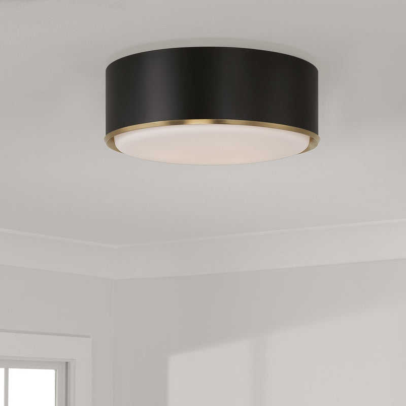 Capital Lighting 254831RK Three Light Flush Mount, Matte Brass and Black