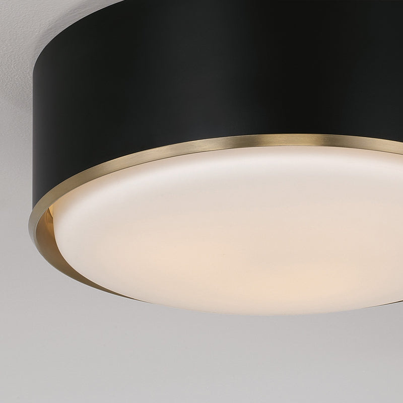 Capital Lighting 254831RK Three Light Flush Mount, Matte Brass and Black